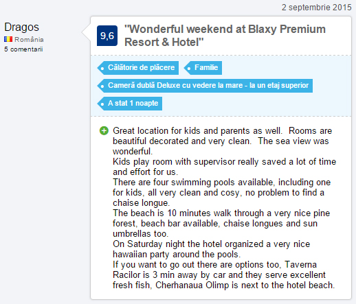Testimonial - Booking